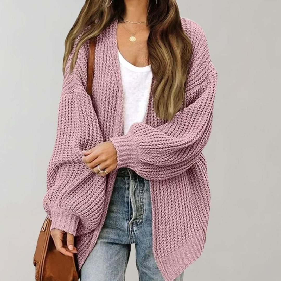 Amber | Kvinne Relaxed Fit Oversized Strikket Åpen Front Cardigan Genser