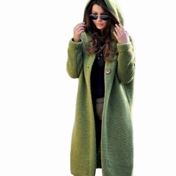 Andrea | Dame Hetteåpen Foran Ribbestrikket Maxi Cardigan
