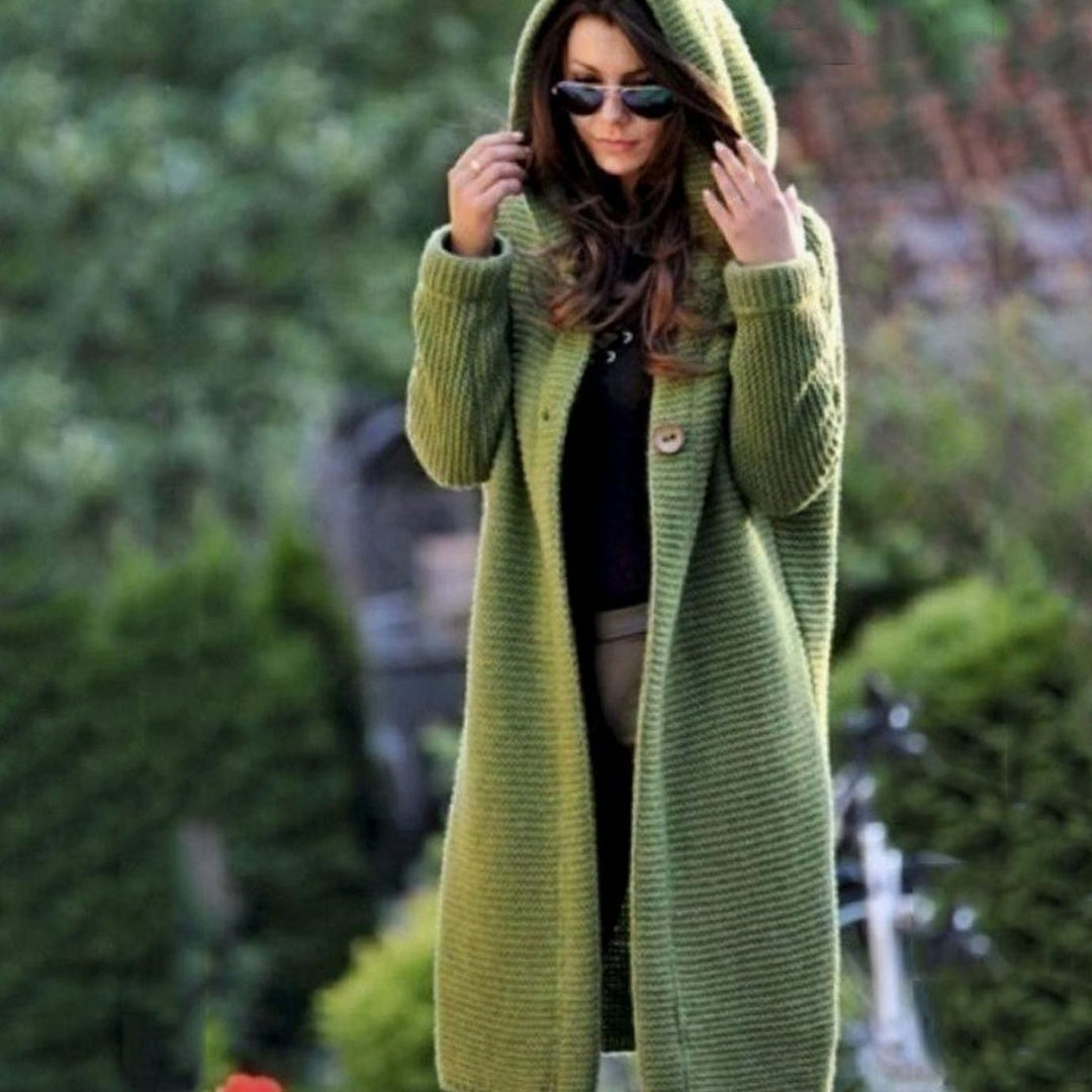 Andrea | Dame Hetteåpen Foran Ribbestrikket Maxi Cardigan