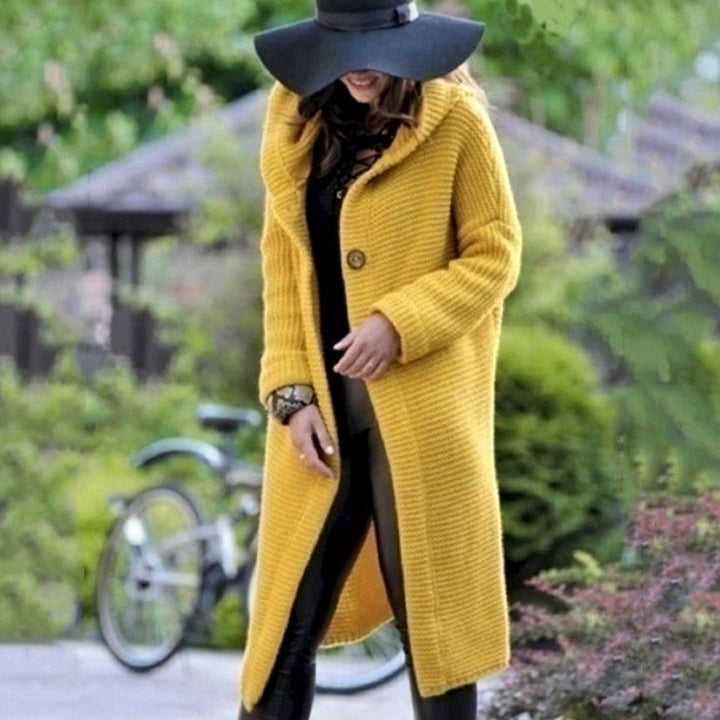 Andrea | Dame Hetteåpen Foran Ribbestrikket Maxi Cardigan