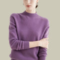 Anna | Kvinne Merino Ullgenser Mock Neck Avslappet Passform Strikkegenser