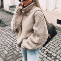 Ariana | Kvinne Oversized Chunky Strikket Turtleneck Genser