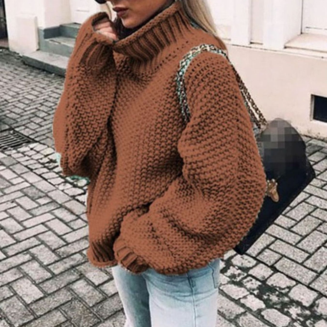 Ariana | Kvinne Oversized Chunky Strikket Turtleneck Genser