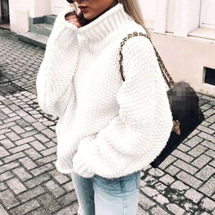 Ariana | Kvinne Oversized Chunky Strikket Turtleneck Genser
