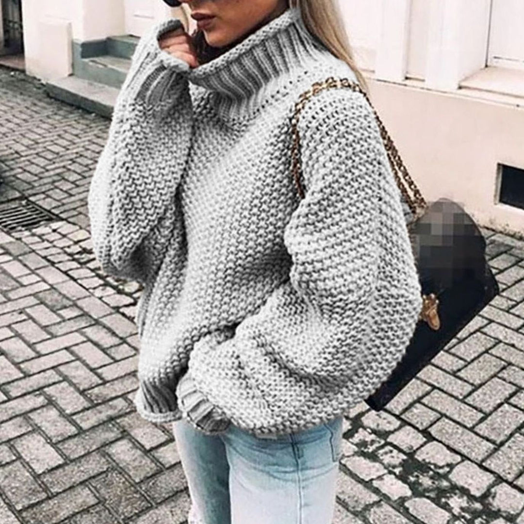 Ariana | Kvinne Oversized Chunky Strikket Turtleneck Genser