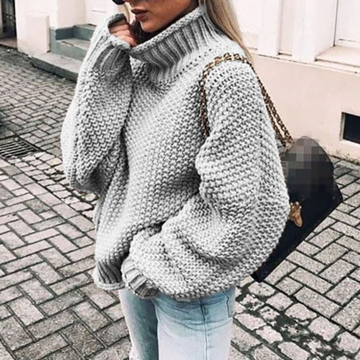 Ariana | Kvinne Oversized Chunky Strikket Turtleneck Genser