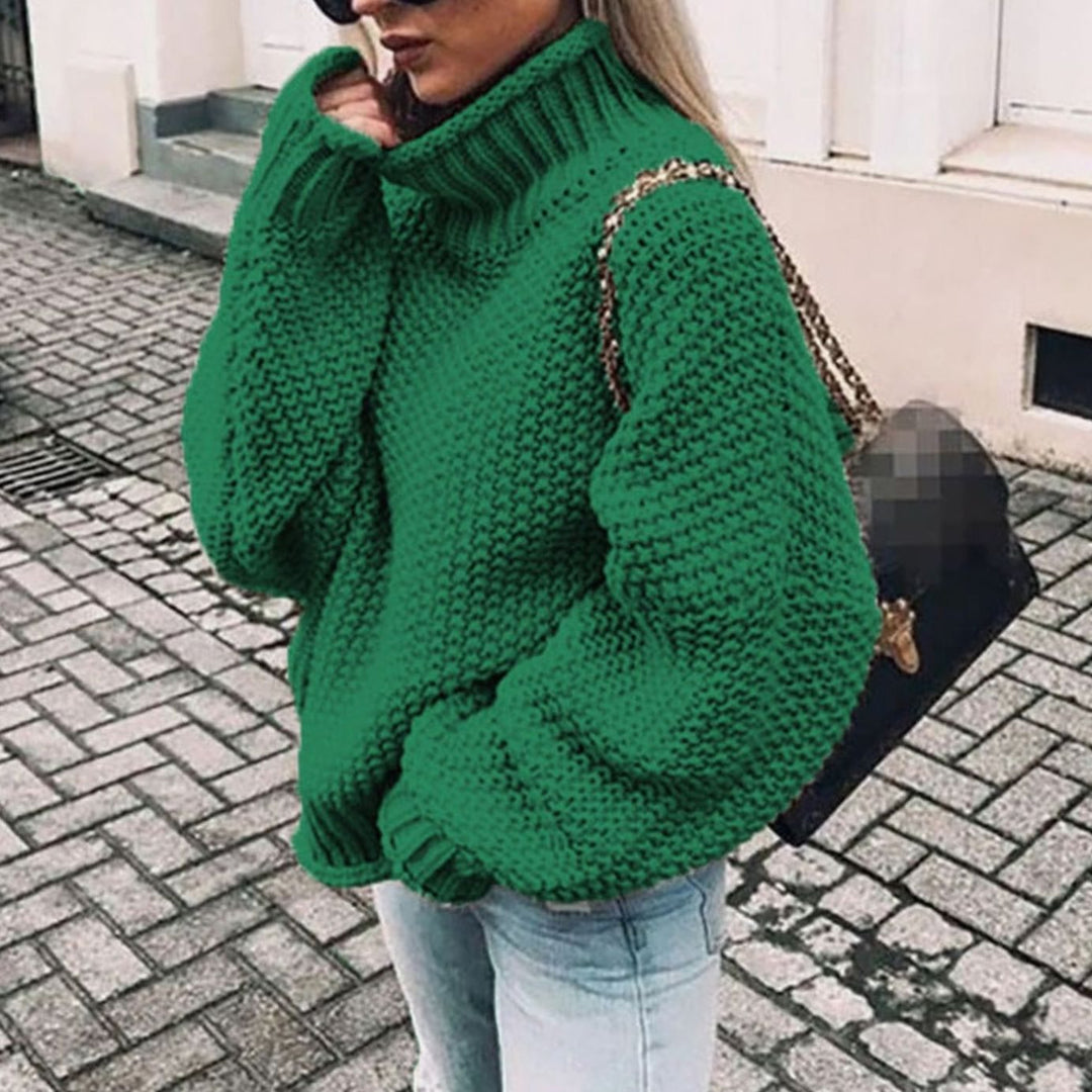 Ariana | Kvinne Oversized Chunky Strikket Turtleneck Genser