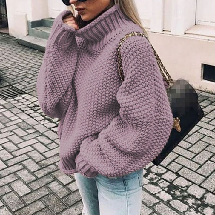 Ariana | Kvinne Oversized Chunky Strikket Turtleneck Genser