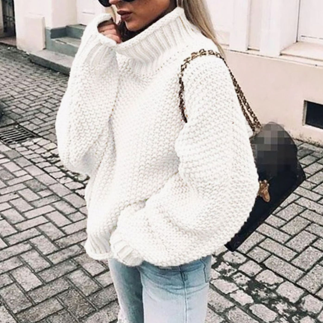 Ariana | Kvinne Oversized Chunky Strikket Turtleneck Genser