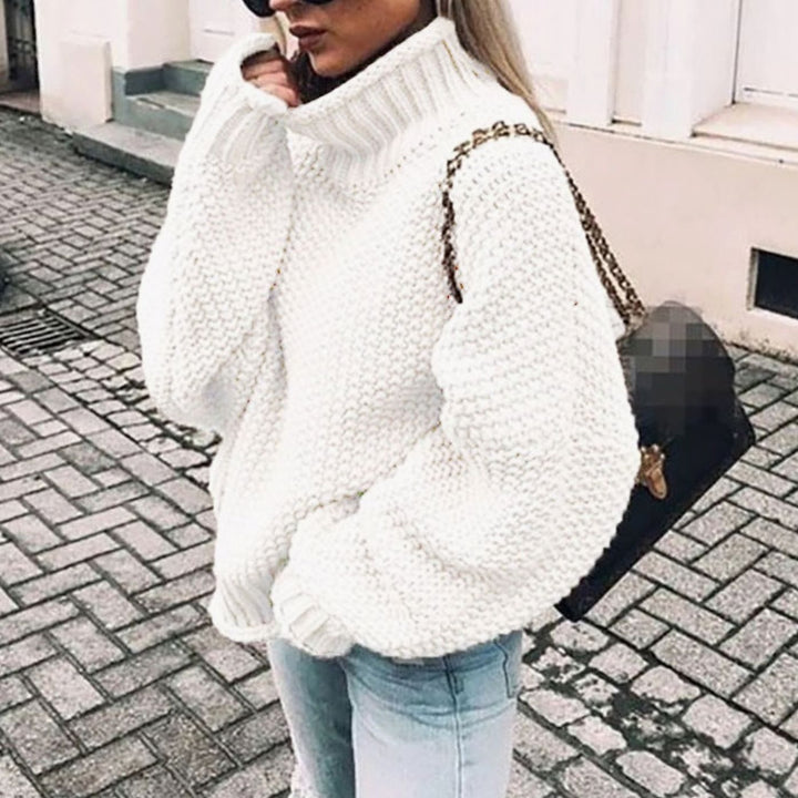 Ariana | Kvinne Oversized Chunky Strikket Turtleneck Genser