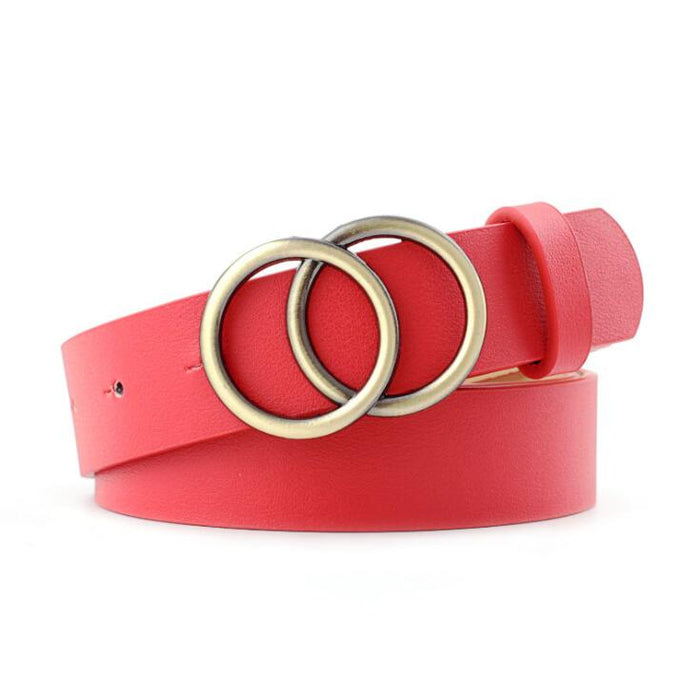 Dame Belte med O-Ring Spenne og Smal Bredde