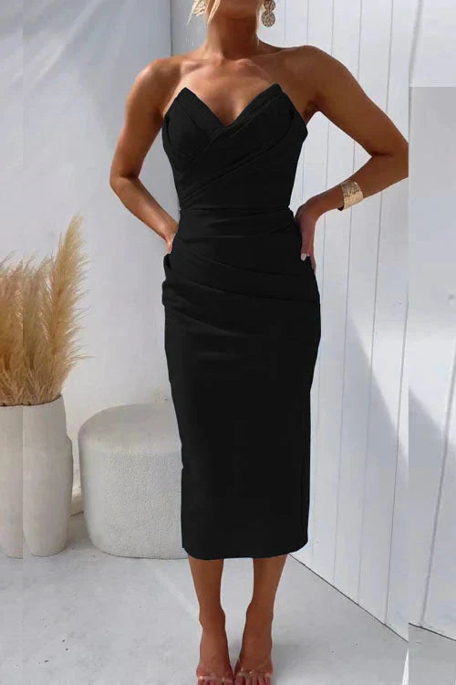 Dame Cocktail Midi Kjole | Uten Stropper Bodycon