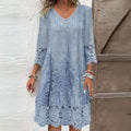 Kjole for kvinner | V-hals brodert midi