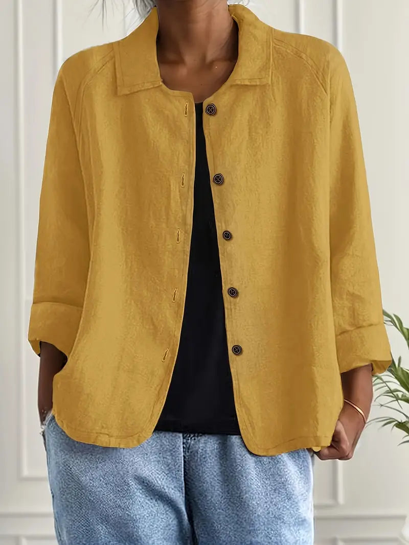 Damebluse | Langermet Knapp-Up