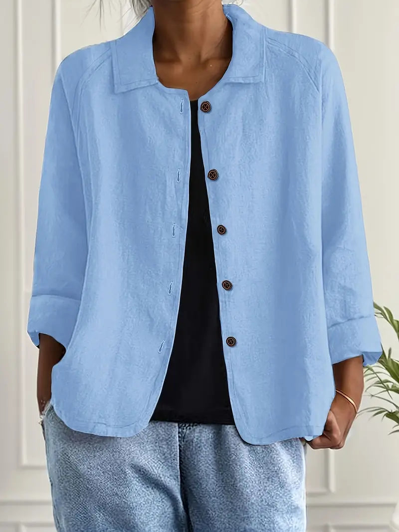 Damebluse | Langermet Knapp-Up