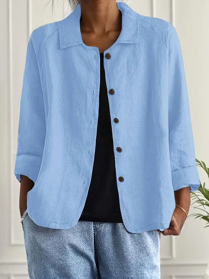 Damebluse | Langermet Knapp-Up