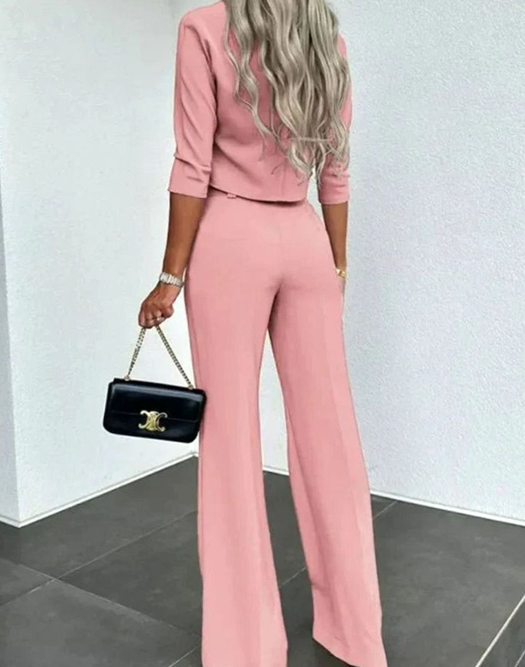 Camille | Kvinners Korte Matchende Top High-Waist Vide Bukser To-Delt Sett