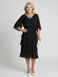 Kvinne Midi Kjole | Lagdelt Flatter Sleeve