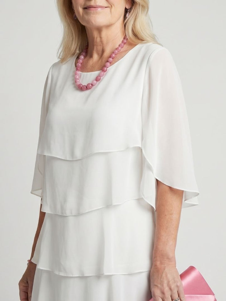 Kvinne Midi Kjole | Lagdelt Flatter Sleeve