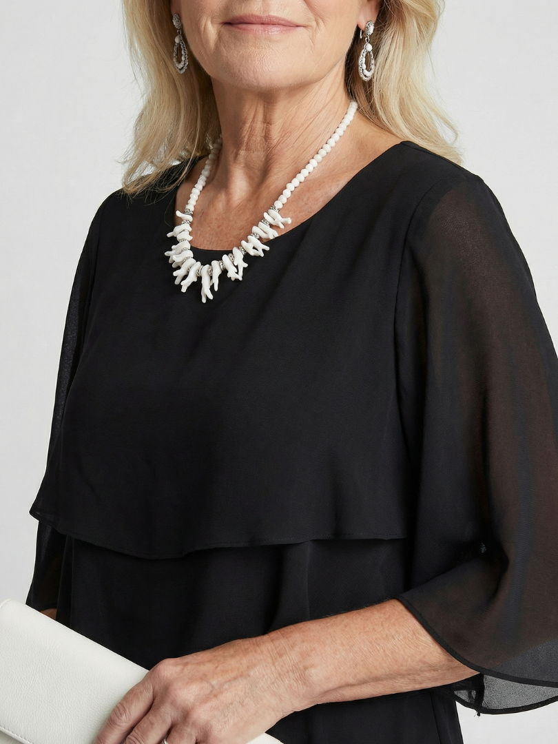 Kvinne Midi Kjole | Lagdelt Flatter Sleeve