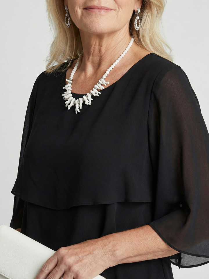 Kvinne Midi Kjole | Lagdelt Flatter Sleeve