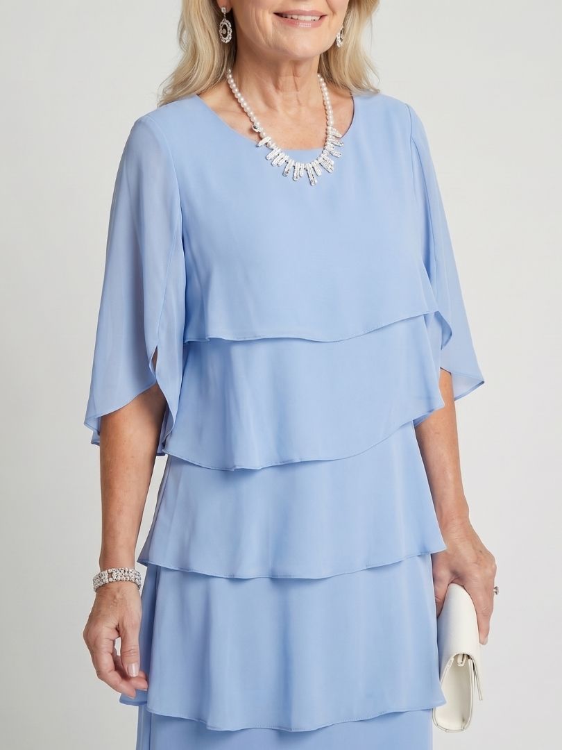 Kvinne Midi Kjole | Lagdelt Flatter Sleeve