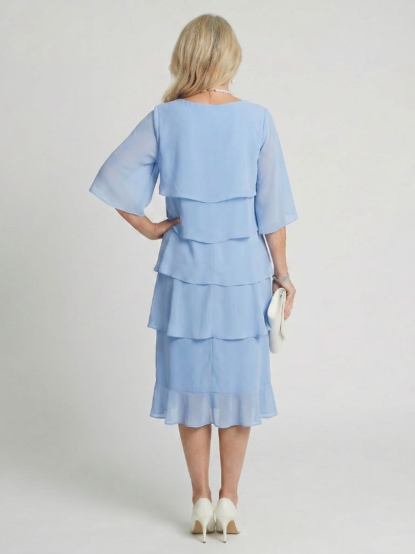 Kvinne Midi Kjole | Lagdelt Flatter Sleeve