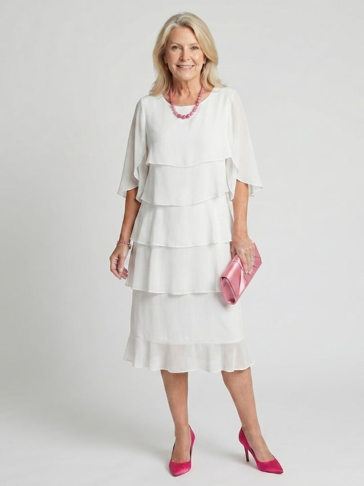 Kvinne Midi Kjole | Lagdelt Flatter Sleeve