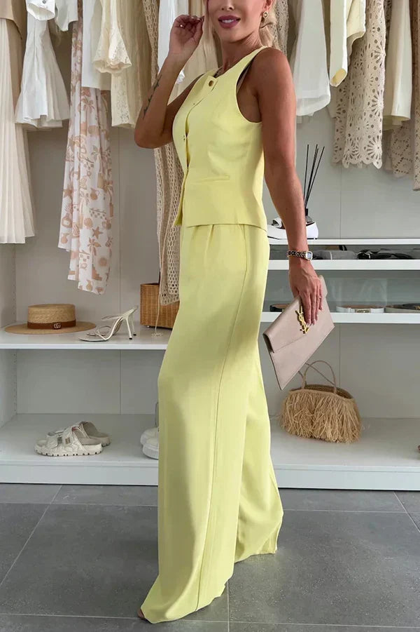 Kvinnes Matchende Sett | Uten Ermer Knappe Vest Bukser