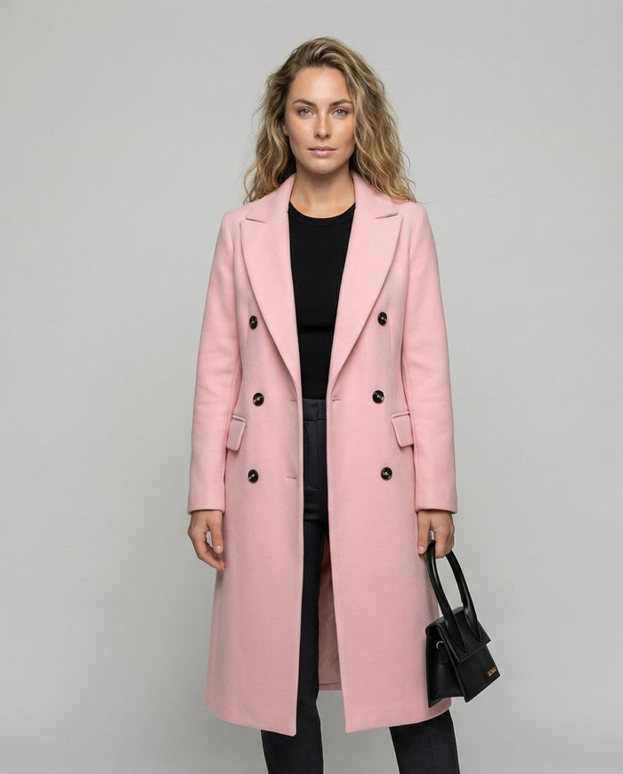 Dame Dobbeltspent Trenchcoat i Langlinjet Passform