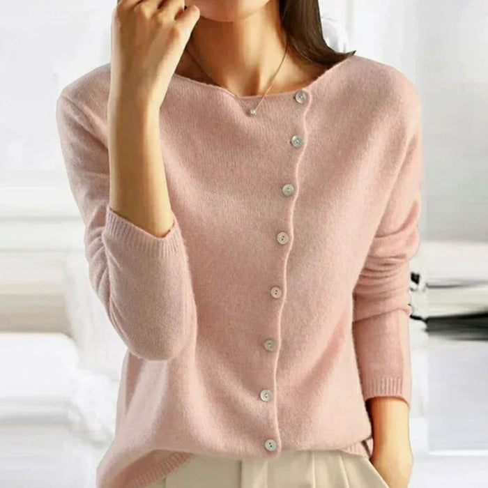 Christina | Kvinne Relaxed Fit Knapp Front Cardigan Strikkegenser