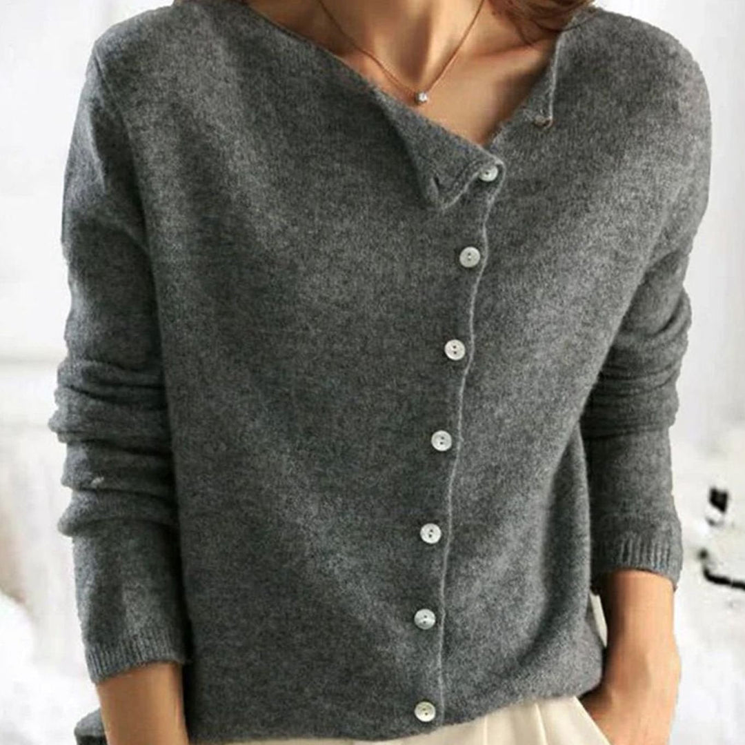 Christina | Kvinne Relaxed Fit Knapp Front Cardigan Strikkegenser