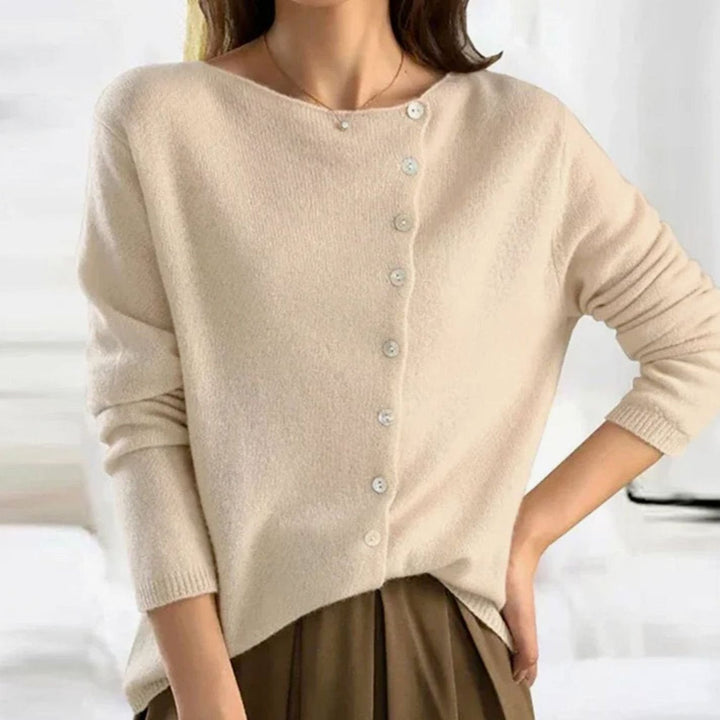 Christina | Kvinne Relaxed Fit Knapp Front Cardigan Strikkegenser