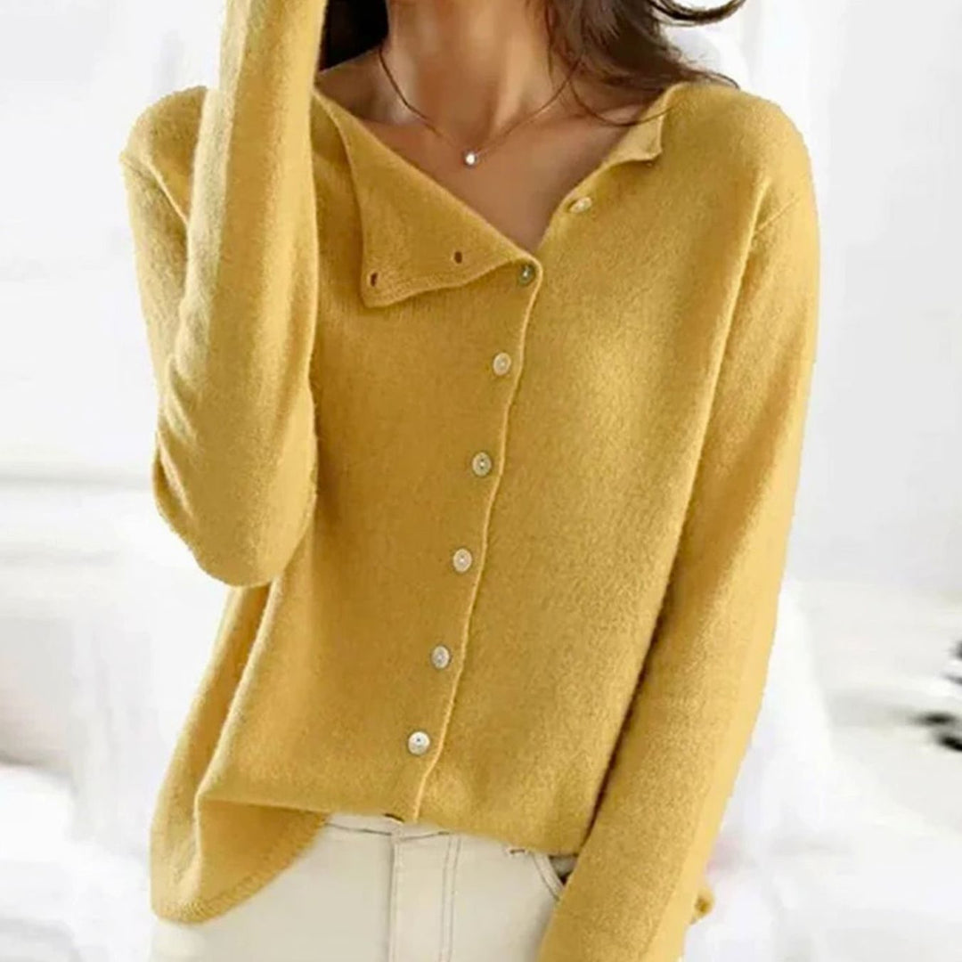 Christina | Kvinne Relaxed Fit Knapp Front Cardigan Strikkegenser