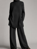 Colette | Kvinne Relaxed Strikket Turtleneck Lounge Sett Vide Bukser