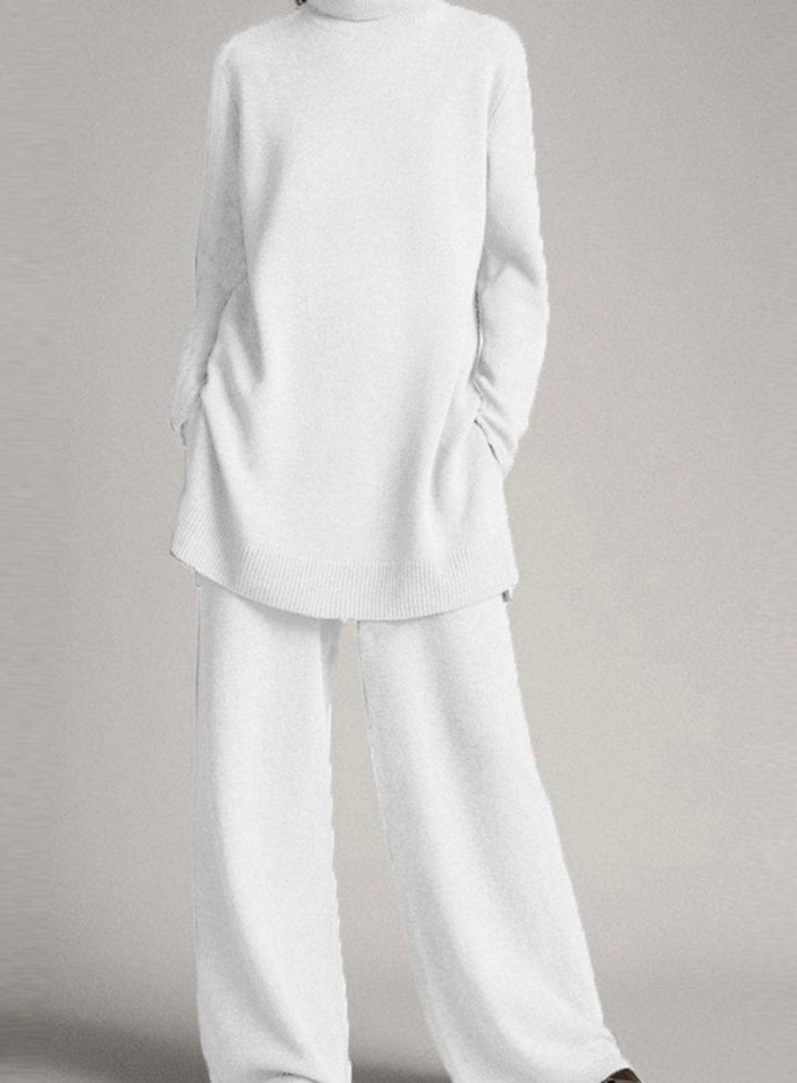Colette | Kvinne Relaxed Strikket Turtleneck Lounge Sett Vide Bukser