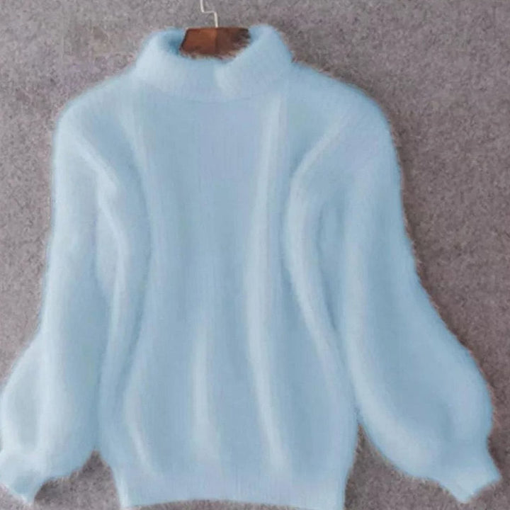 Cora | Kvinners Fluffy Turtleneck Loose-Fit Pullover Strikkegenser