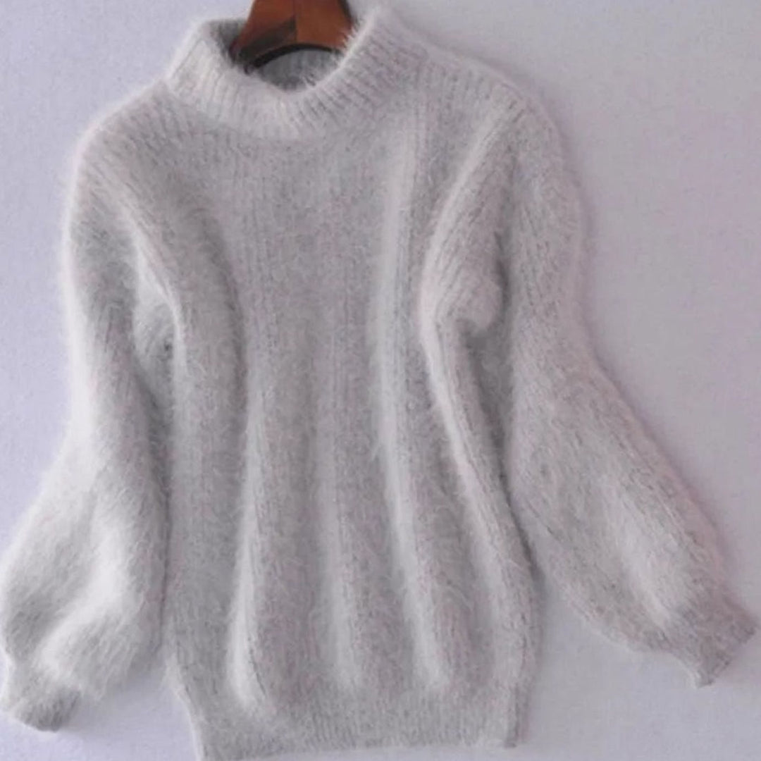 Cora | Kvinners Fluffy Turtleneck Loose-Fit Pullover Strikkegenser