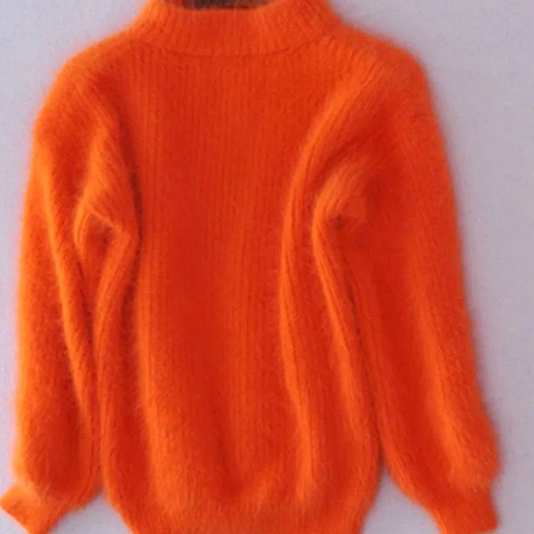 Cora | Kvinners Fluffy Turtleneck Loose-Fit Pullover Strikkegenser