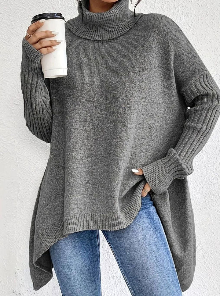 Krystall | Dame Oversized Turtleneck Langline Strikkegenser