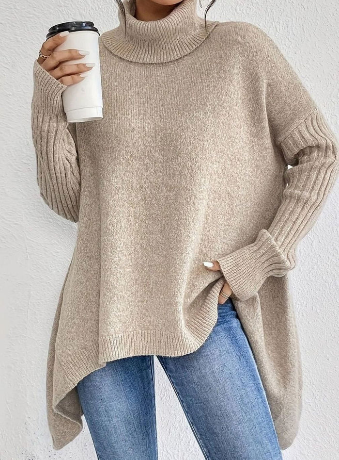 Krystall | Dame Oversized Turtleneck Langline Strikkegenser