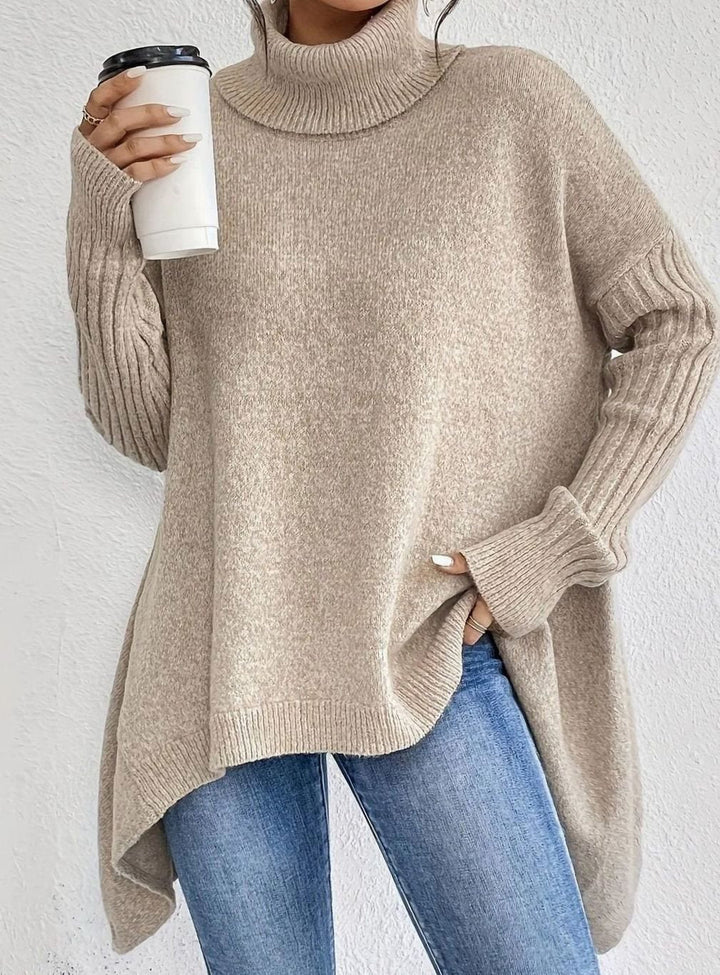 Krystall | Dame Oversized Turtleneck Langline Strikkegenser