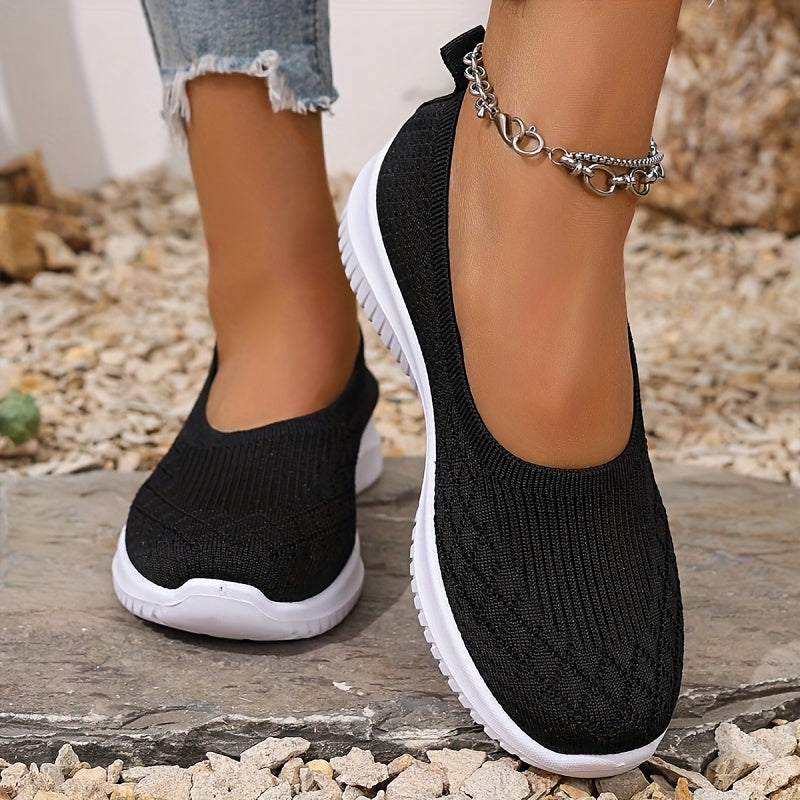 Slip-on sko for kvinner | Strikket overdel med lukket tå