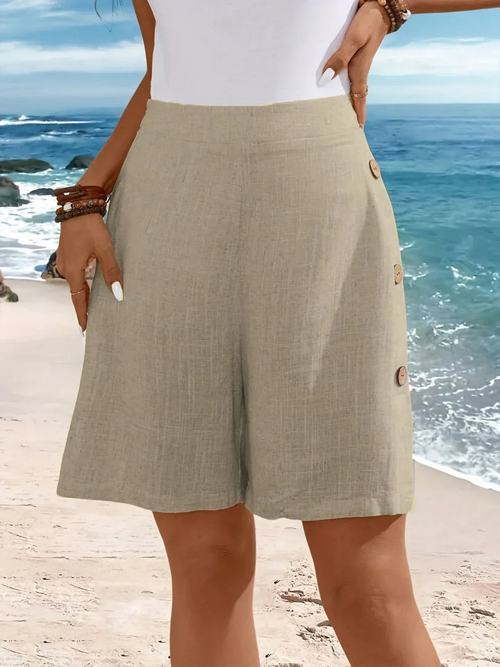 Dame Shorts  | Høy Midje Med Knapper
