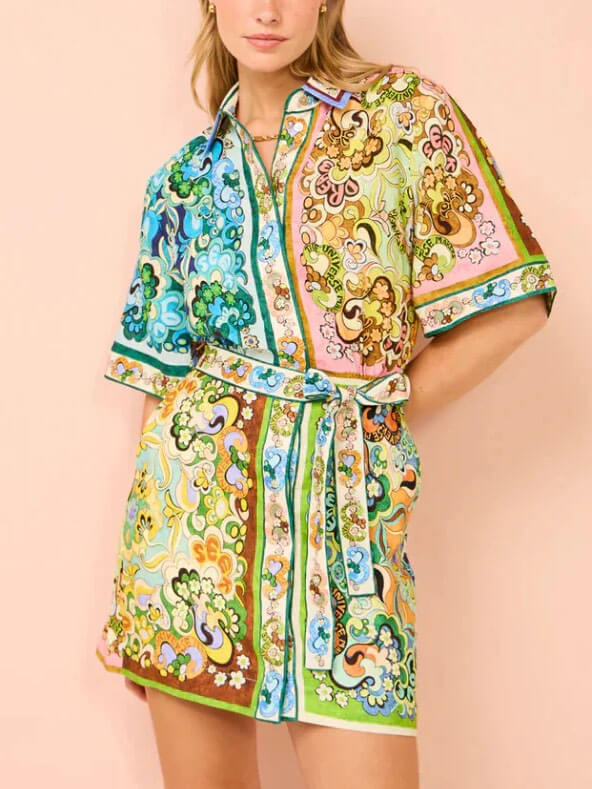Kvinners Boho Mini Kjole | Lagdelt