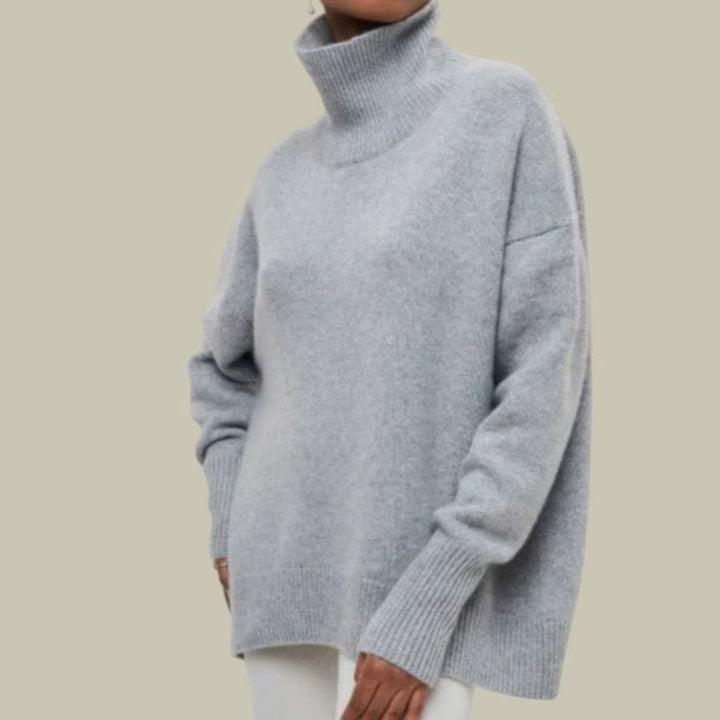 Daisy | Kvinne Oversized Løs Passform Turtleneck Koselig Strikkegenser