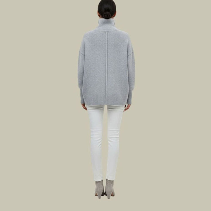 Daisy | Kvinne Oversized Løs Passform Turtleneck Koselig Strikkegenser