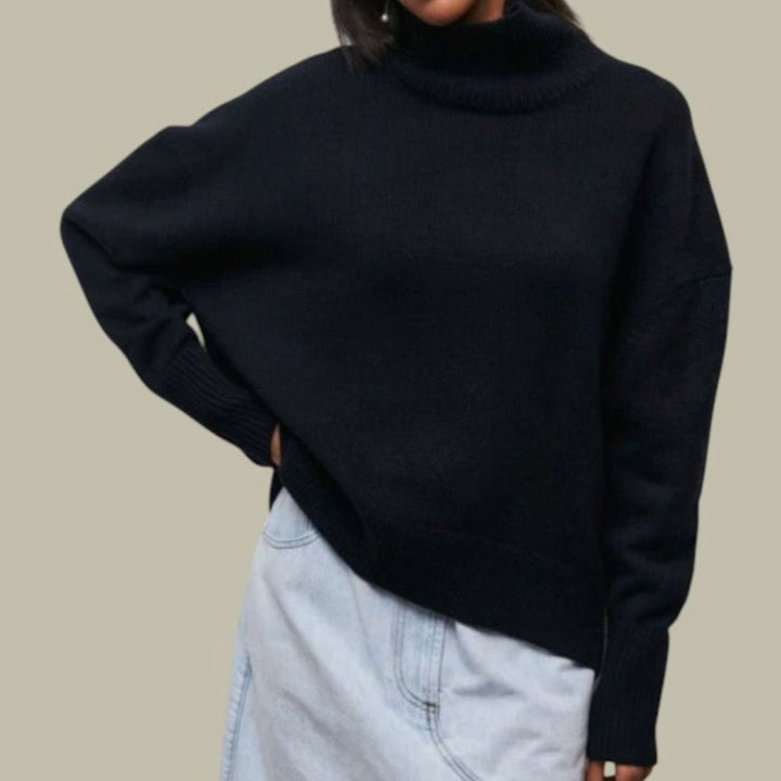 Daisy | Kvinne Oversized Løs Passform Turtleneck Koselig Strikkegenser