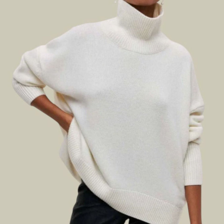 Daisy | Kvinne Oversized Løs Passform Turtleneck Koselig Strikkegenser