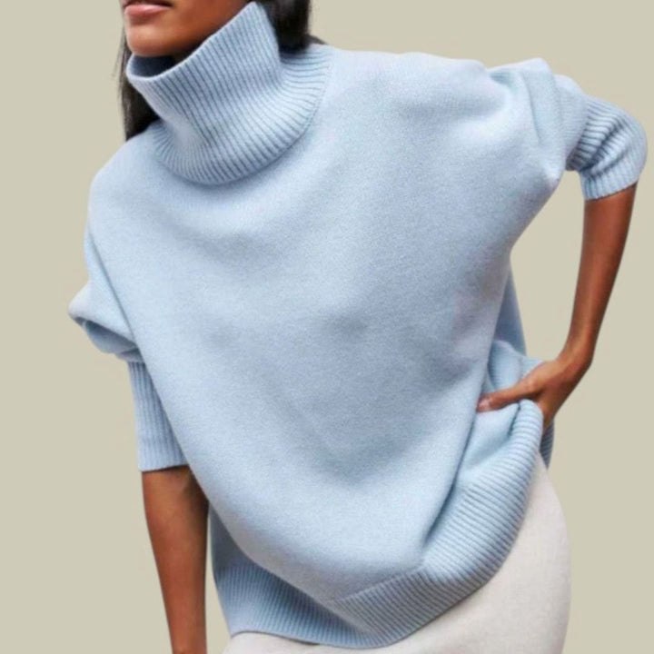 Daisy | Kvinne Oversized Løs Passform Turtleneck Koselig Strikkegenser